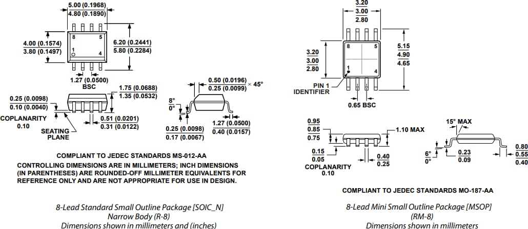 Technische Zeichnung - Analog Devices Inc. AD8655 und AD8656 Präzisions-CMOS-Verstärker