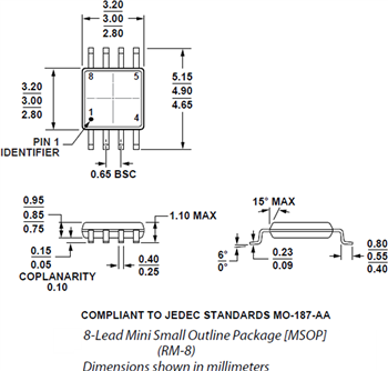 Technische Zeichnung - Analog Devices Inc. ADA4505 Mikropower-Verstärker