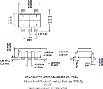 Technische Zeichnung - Analog Devices Inc. ADA4505 Mikropower-Verstärker