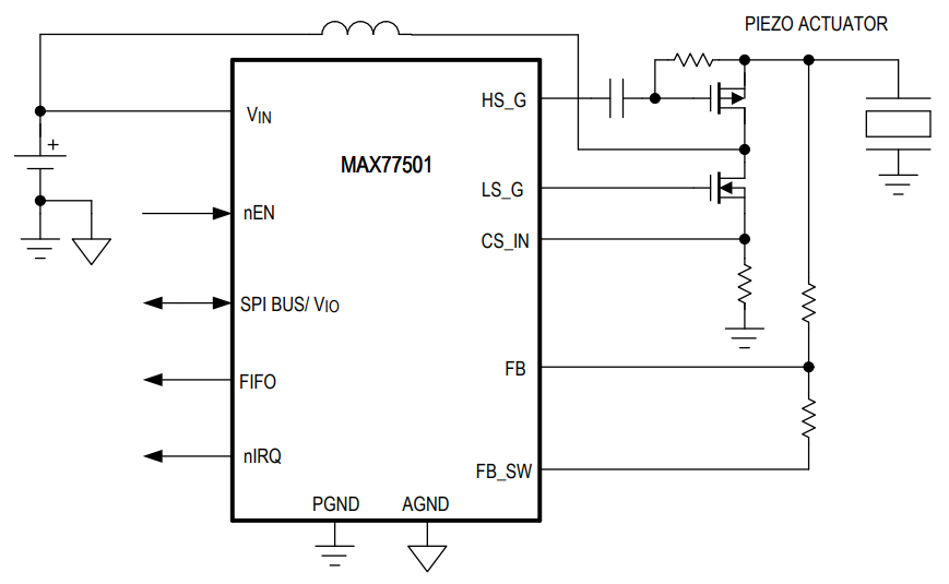 Analog Devices / Maxim Integrated MAX77501 Piezohaptischer Betätiger-Aufwärtstreiber