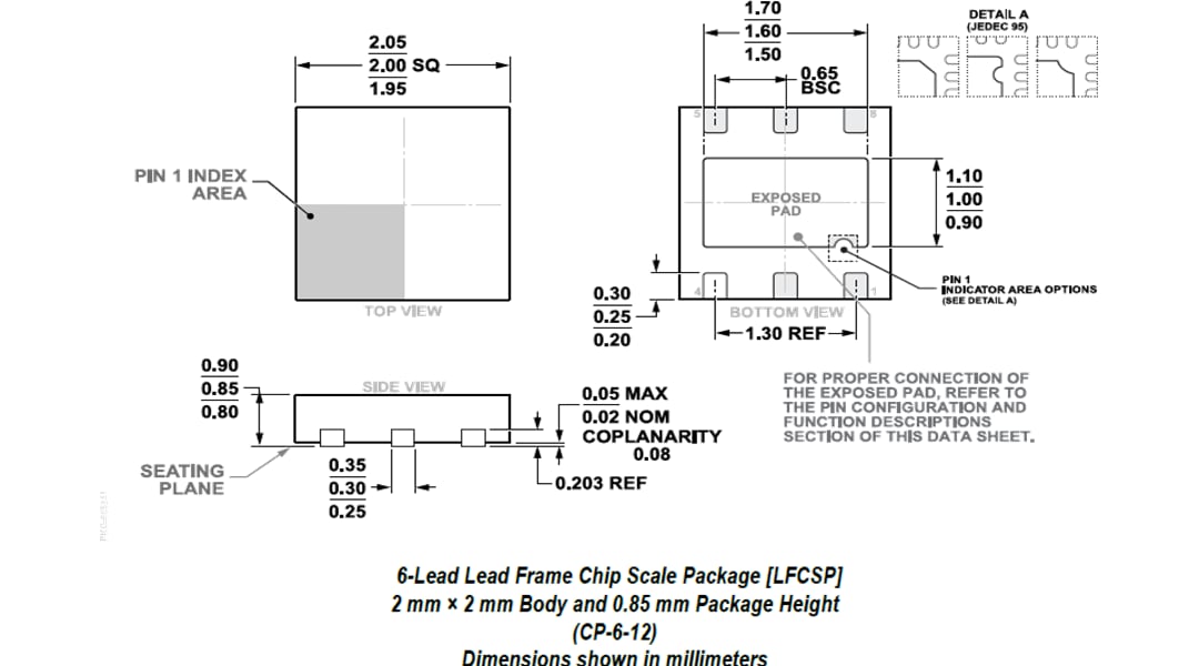 Technische Zeichnung - Analog Devices Inc. ADL8121 GaAs pHEMT MMIC-Verstärker mit geringem Rauschen