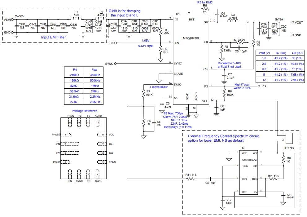 Schematic - Monolithic Power Systems (MPS) EVQ9843 Evaluation Board
