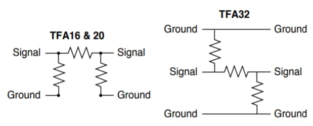 Schematic - Ohmite TFA Series Fixed Thin Film Attenuators