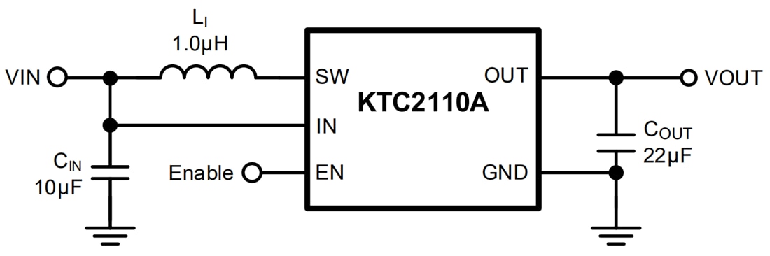 Application Circuit Diagram - Kinetic Technologies KTC2110A Low IQ Synchronous Boost