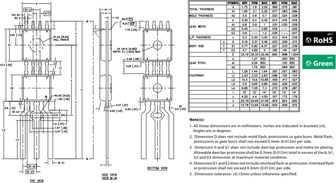 Technische Zeichnung - ams OSRAM AS5172E Hochauflösender magnetischer Positionssensor