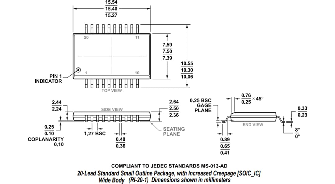 Technische Zeichnung - Analog Devices Inc. ADuM4165 und ADuM4166 USB-2.0-Anschlussisolatoren
