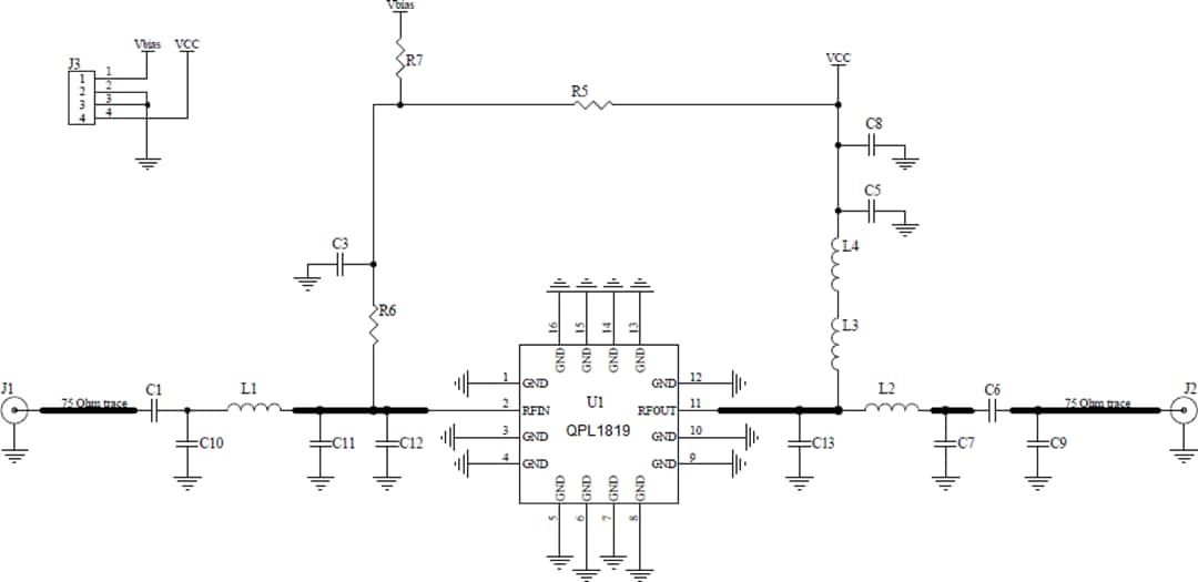 Schaltplan - Qorvo QPL1819EVB-01 Evaluierungsboard