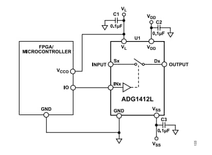 Applikations-Schaltungsdiagramm - Analog Devices Inc. ADG1412L Quad-SPST-Schalter