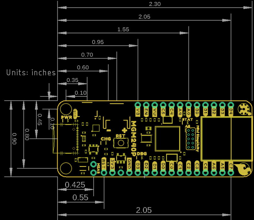 Mechanical Drawing - SparkFun MGM240P Thing Plus Matter Development Board
