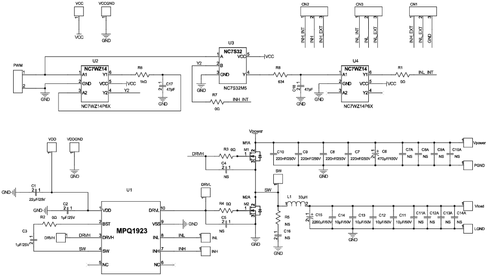 Schematic - Monolithic Power Systems (MPS) EVQ1923-RE-00A Evaluation Board