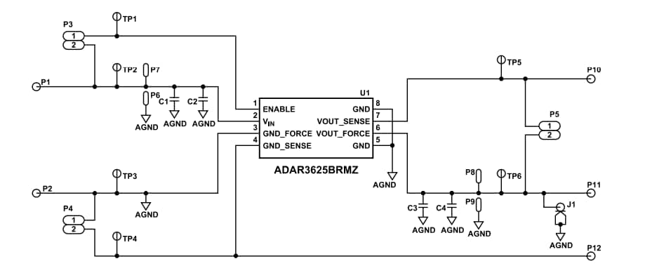 Schaltplan - Analog Devices Inc. EVAL-ADR3625EBZ Evaluierungsboard