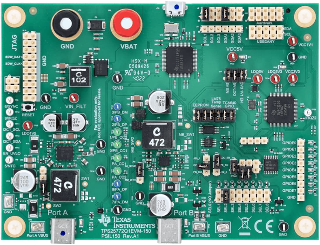 Technische Zeichnung - Texas Instruments TPS25772Q1EVM-150 Power-Delivery-Evaluierungsmodul