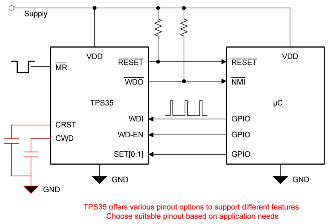 Applikations-Schaltungsdiagramm - Texas Instruments TPS35/TPS35-Q1 Präzisionsspannungswächter