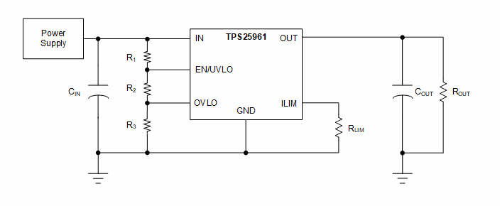 Schaltplan - Texas Instruments TPS25961 100-mΩ-eFuse