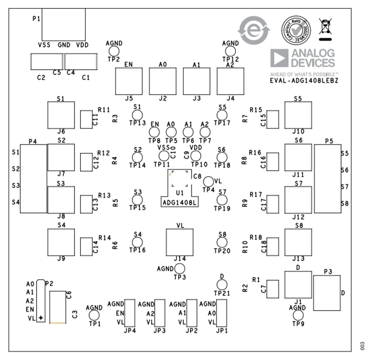 Schaltplan - Analog Devices Inc. EVAL-ADG1408LEBZ Evaluierungsboard