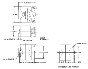Tabelle - Pulse Electronics Hochfrequenz-Induktoren mit flacher Spule