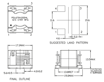 Tabelle - Pulse Electronics Hochfrequenz-Induktoren mit flacher Spule