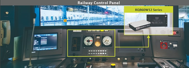 MEAN WELL Quarter-Brick-DC/DC-Wandler RQB60W12 für den Schienenverkehr