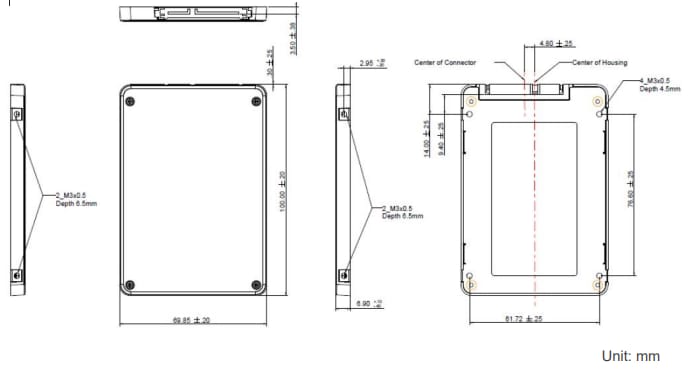 Mechanical Drawing - Apacer Technology Inc. SV240-25 Serial ATA Flash Drives