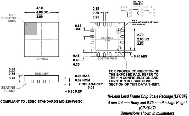 Technische Zeichnung - Analog Devices Inc. ADG6412 Schalter-IC