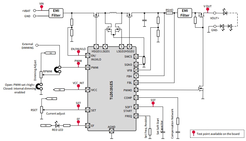 Schaltplan - Infineon Technologies TLD5191IVREG_EVAL Evaluierungsboard