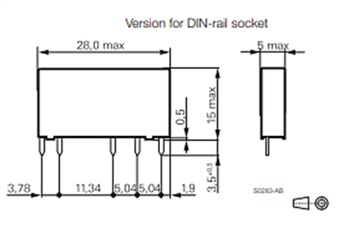 Technische Zeichnung - TE Connectivity / Schrack PCB-Relais der Slimline SNR-Baureihe