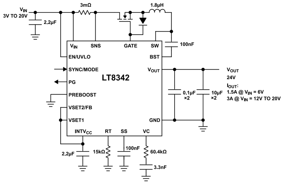 Analog Devices Inc. LT8342 Synchrone Aufwärtswandler