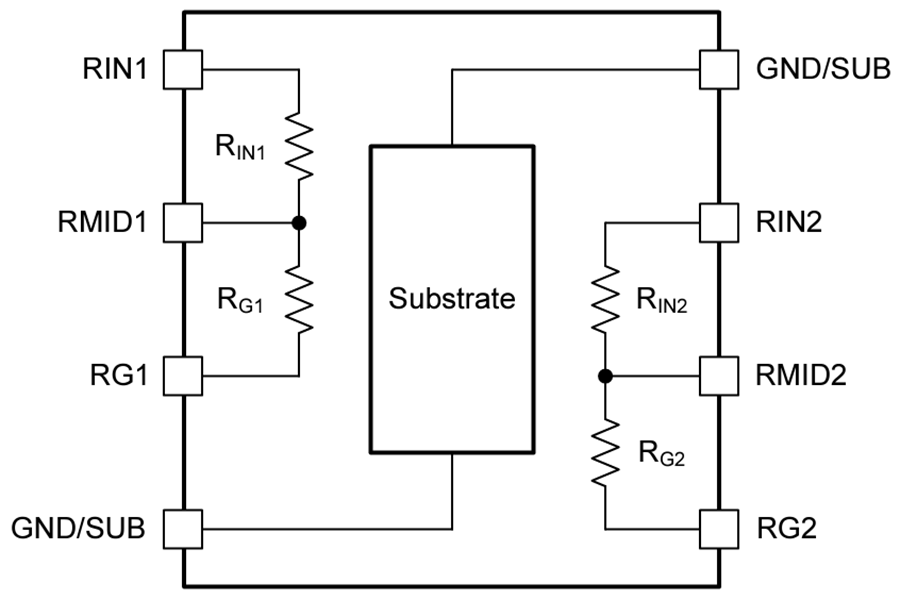Blockdiagramm - Texas Instruments RES11A Abgestimmte Dünnschicht-Widerstandsteiler