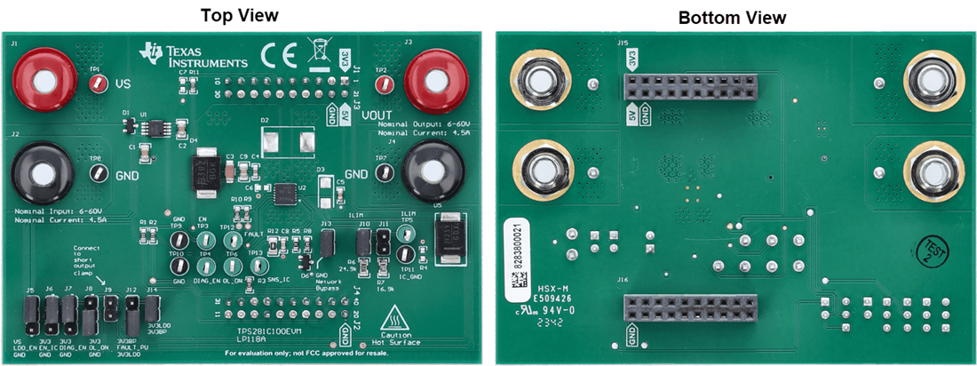 Technische Zeichnung - Texas Instruments TPS281C100EVM Schalter-Evaluierungsmodul (EVM)