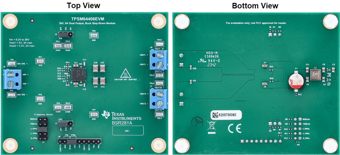 Technische Zeichnung - Texas Instruments TPSM64406EVM Evaluierungsmodul (EVM)