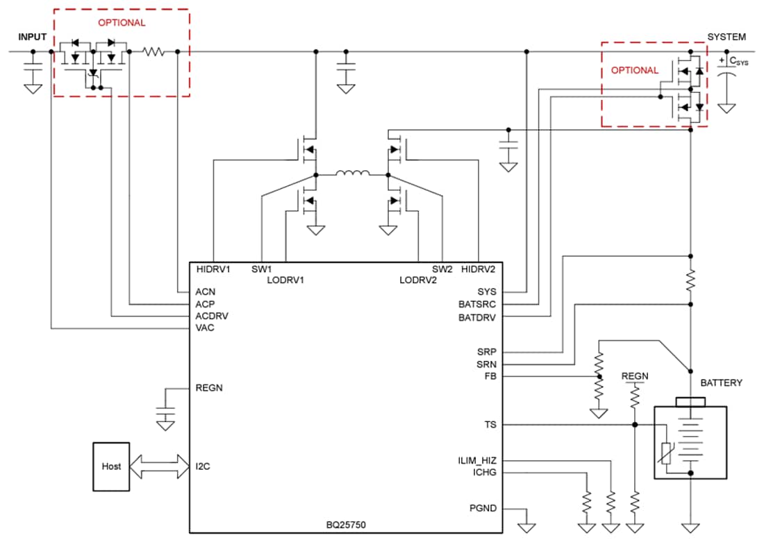 Schaltplan - Texas Instruments bq25750 Buck-Boost-Batterieladeregler