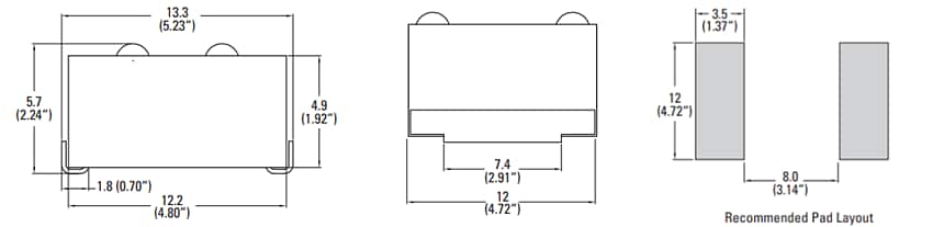 Technische Zeichnung - Littelfuse NANO 871-SERIE: HOCHSTROM-SMD-SICHERUNGEN