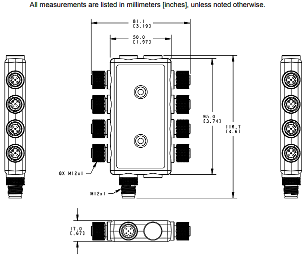 Tabelle - Banner Engineering R95C 8-Port Modbus-Hubs