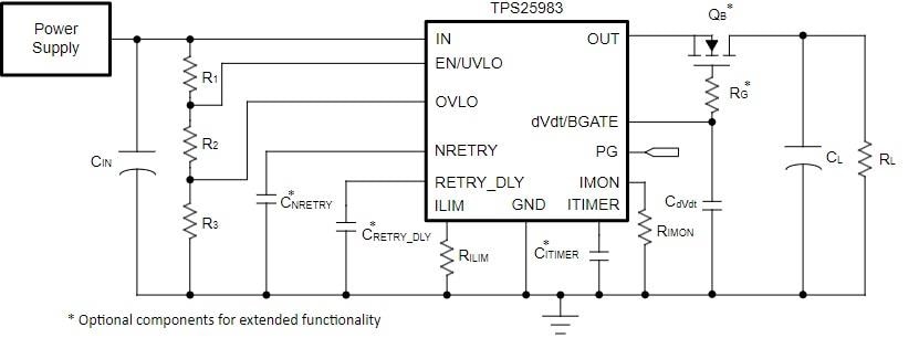 Schaltplan - Texas Instruments TPS25983 Hot-Swap-eFuses