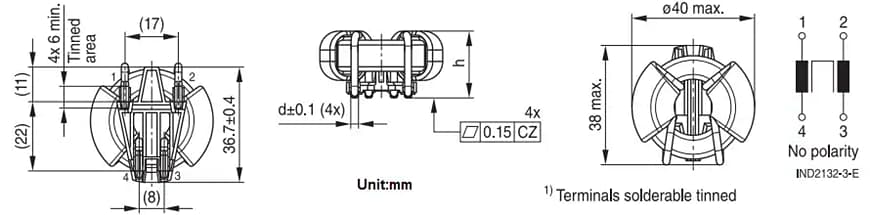 Technische Zeichnung - EPCOS / TDK B82725S2xA0 SurfIND Hochstromdrosseln