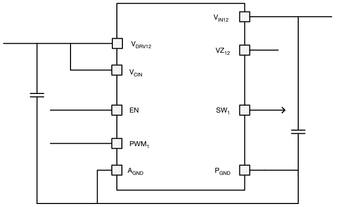 Applikations-Schaltungsdiagramm - Vishay Semiconductors SiP2204 Monolithische Vierkanal-Leistungsstufe