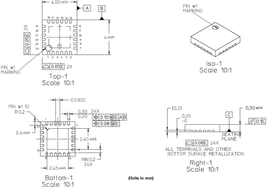 Technische Zeichnung - Broadcom AEAT-9933 Programmierbare magnetische Winkel-Encoder