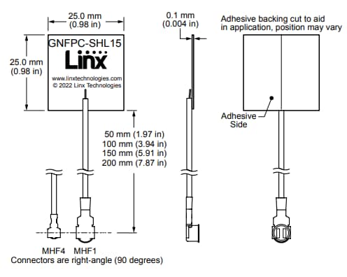 Technische Zeichnung - TE Connectivity / Linx Technologies ANT-GNFPC-SHL15 L1-/L5-GNSS-Antennen