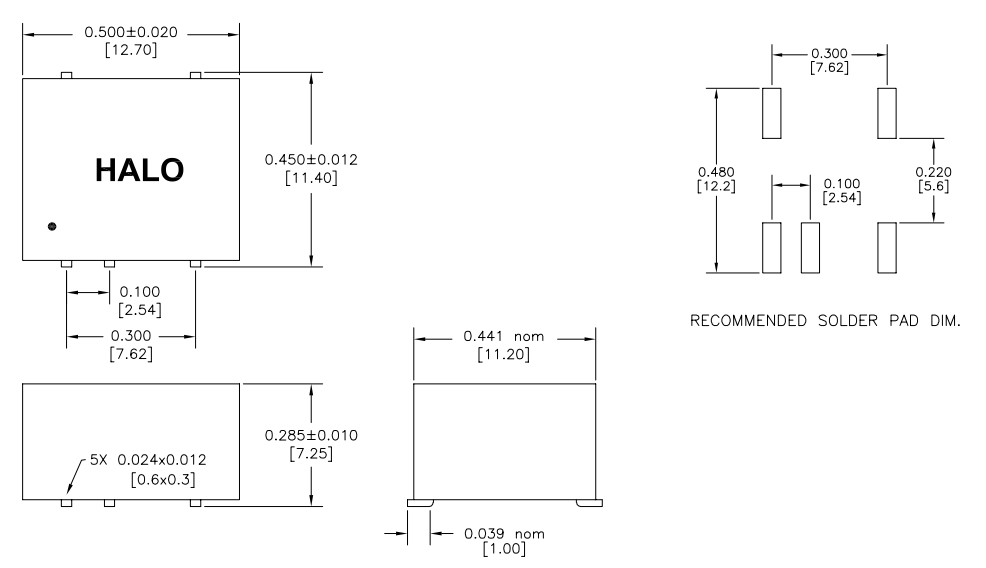 Mechanical Drawing - HALO Electronics DC-DC Converters
