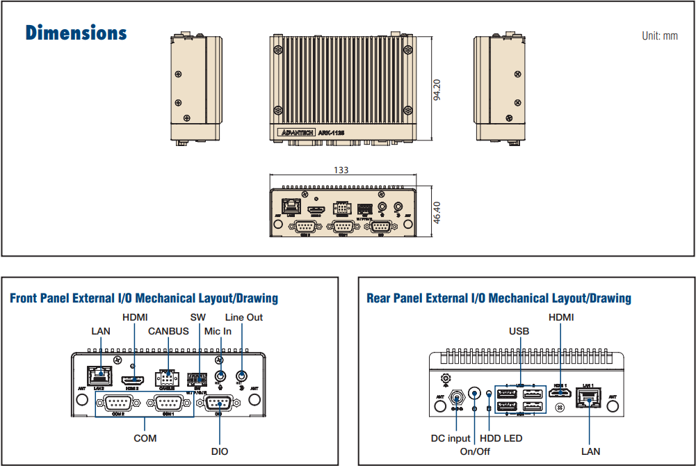 Schaltplan - Advantech Vorkonfigurierter ARK-1125H Intel® N200 QC SoC-PC