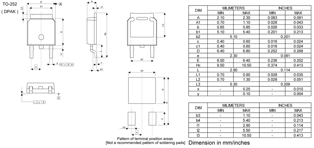 Technische Zeichnung - ROHM Semiconductor RD3G08CBLHRB n-Kanal-Leistungs-MOSFET