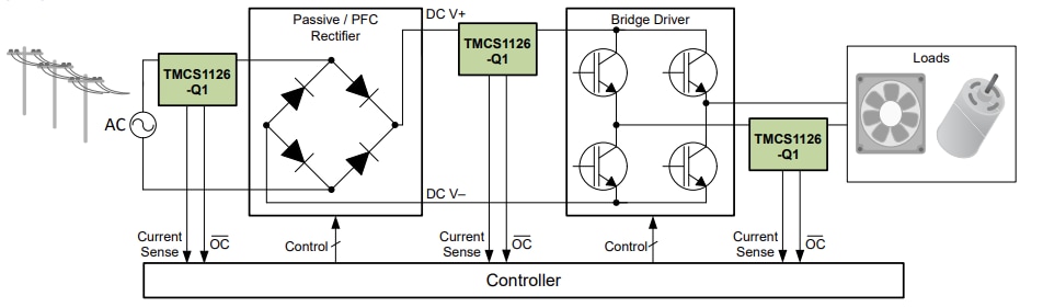 Applikations-Schaltungsdiagramm - Texas Instruments TMCS1126/TMCS1126-Q1 Hall-Effekt-Stromsensoren