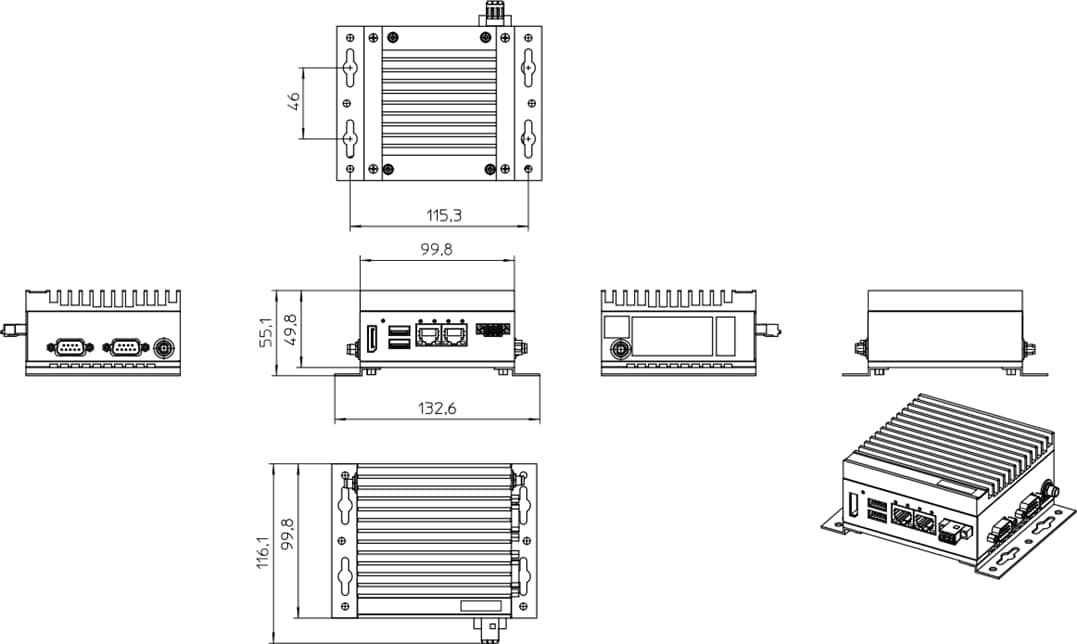 Technische Zeichnung - Phoenix Contact vl3 upc industrie-box-pcs