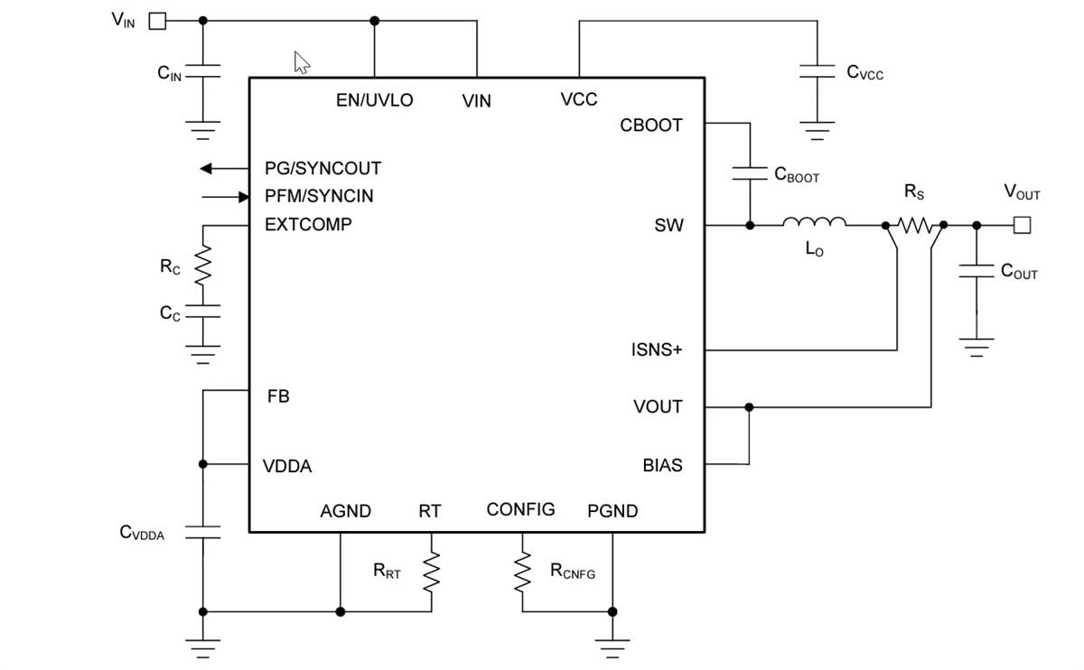Applikations-Schaltungsdiagramm - Texas Instruments LM706x0/LM706x0-Q1 Abwärtswandler
