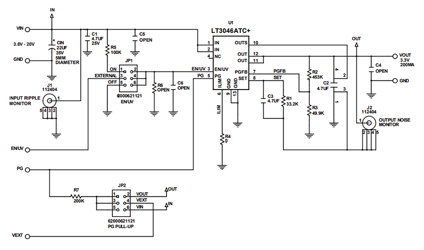 Schaltplan - Analog Devices Inc. LT3046 Evaluierungskits