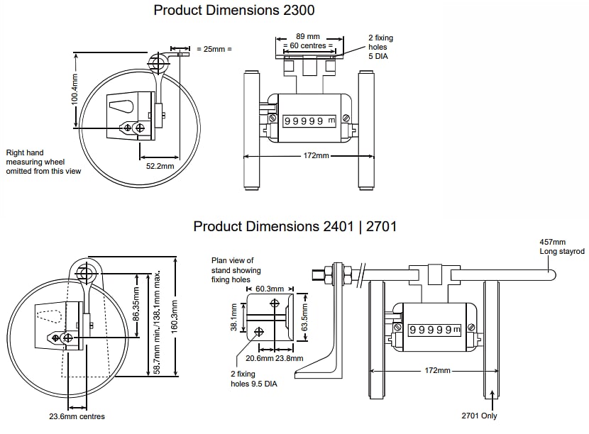 Mechanical Drawing - Trumeter 2300, 2401, & 2701 Series Measuring Units
