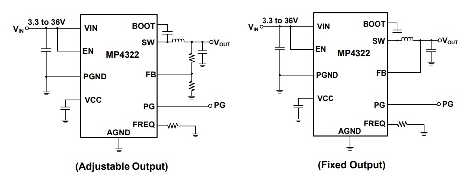 Application Circuit Diagram - Monolithic Power Systems (MPS) MP4322 Step-Down Switching Converters