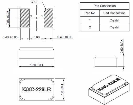 Mechanical Drawing - IQD IQXC-240 Quartz Crystal