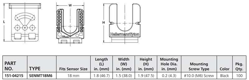 Chart - HellermannTyton Proximity Sensor Mounts