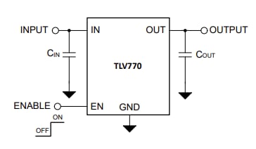 Applikations-Schaltungsdiagramm - Texas Instruments TLV770 Low-Dropout (LDO)-Linearregler